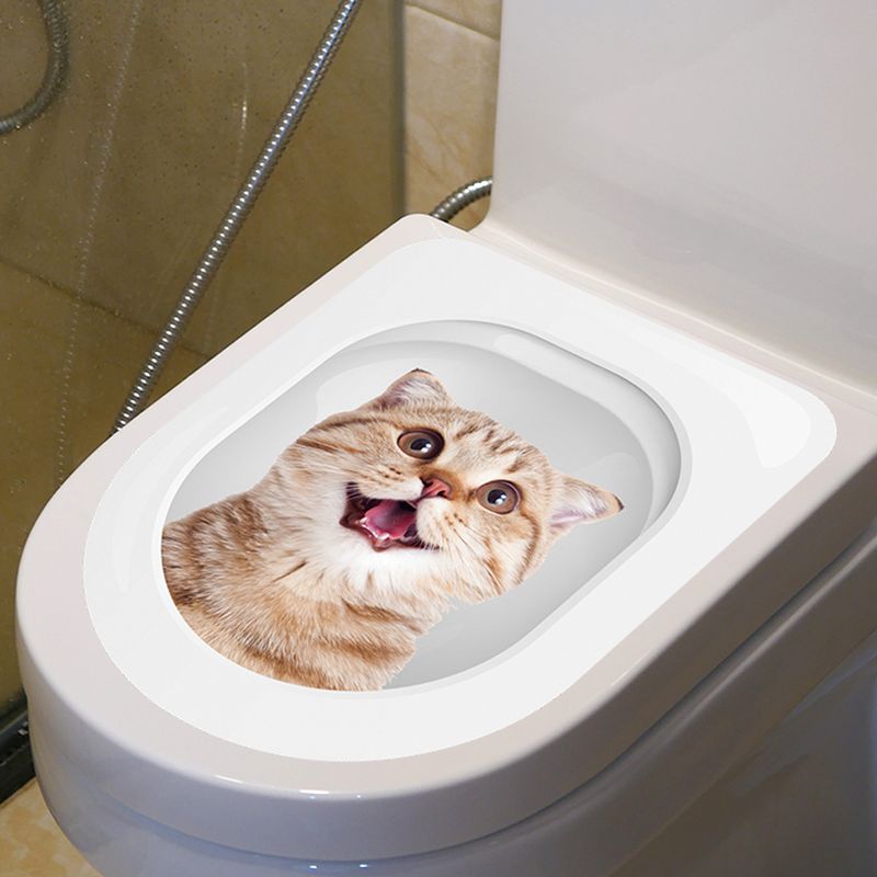 3D Cartoon Katze Abdeckung PVC Toilette CH81220 personalisierte Badezimmer Dekoration Wandaufkleber_voghion.com