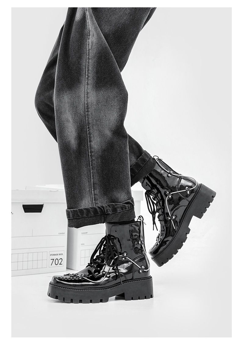 Men’s Shoes lace up niche design Martin boots thick soled platform cake British style cool single boots_voghion.com