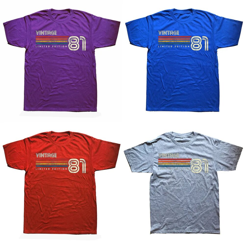 Morsomme vintage 1981 T-skjorter Sommerstil Grafisk bomull Streetwear Kortermet Bursdagsgaver T-skjorte herreklær_voghion.com