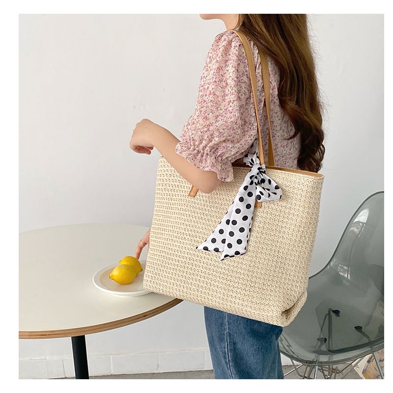 Grastasche für den Unterricht, große Kapazität, Freizeitspitze, gewebte Umhängetasche für die Sommerarbeit 2024, Einkaufstasche_voghion.com