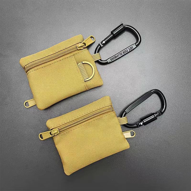 Portafoglio piccolo minimalista da campeggio tattico per esterni, arrampicata, pesca, portamonete con cerniera, porta carte, chiave, auricolari_voghion.com