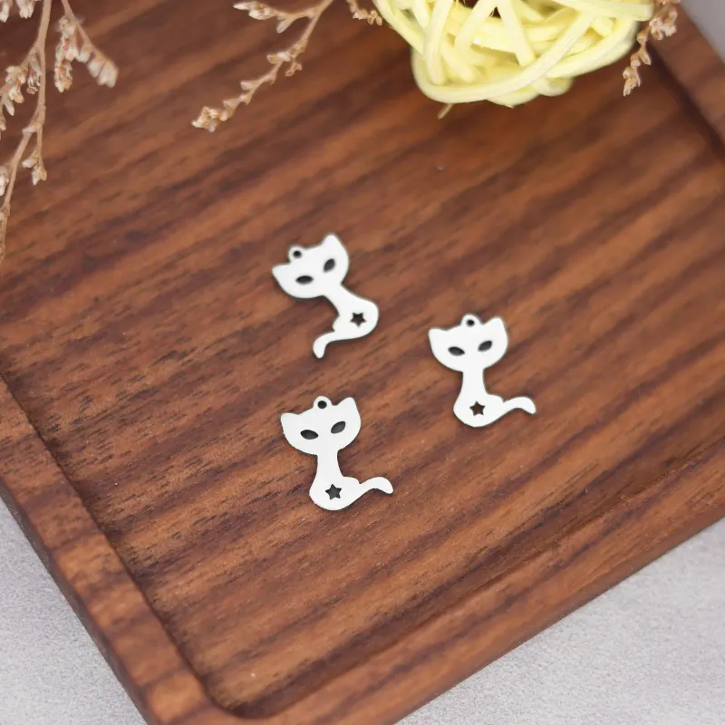 3PcsLot Mini Cute Cat Dog Pet Charms Fit DIY Tassels Bracelets Necklace Stainless Steel Pendant For Jewelry Making_voghion.com
