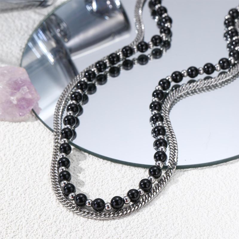 Hip Hop Trendy Doppelschicht-Perlenkette für Männer und Frauen Ins Cold Style Design Persönlichkeit Halskette Paar Accessoires_voghion.com