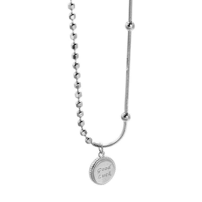 S Sterg Sier Plated K Gold Letter Round Brand Snake Bone Chain Necklace Women's All-match High-end Niche Design_voghion.com