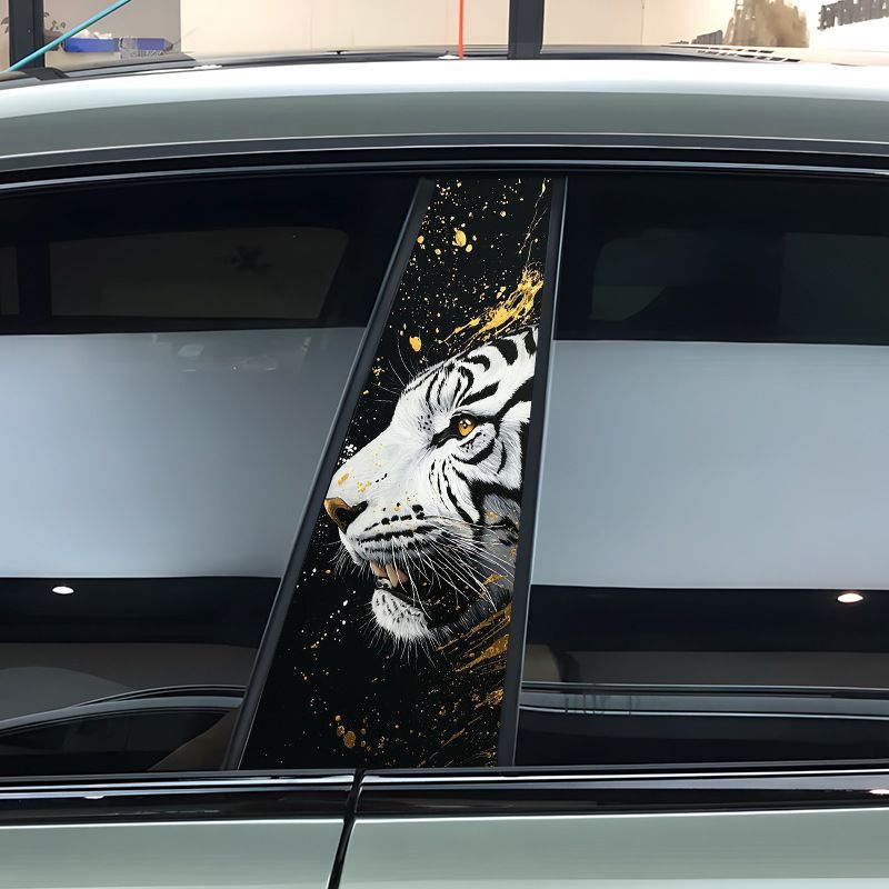 Pellicola protettiva per adesivo per montante centrale auto, motivo tigre bianca, antigraffio, decorazione creativa personalizzata_voghion.com