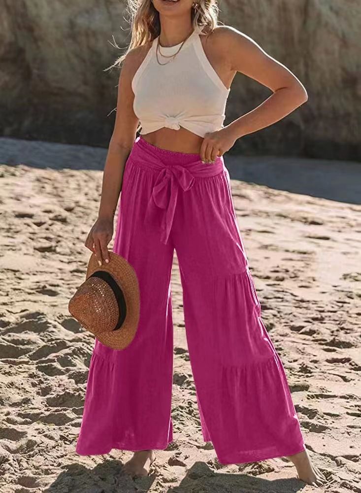 Pantaloni casual da donna in cotone stile casual realizzati con vecchi pantaloni a vita media da indossare_voghion.com