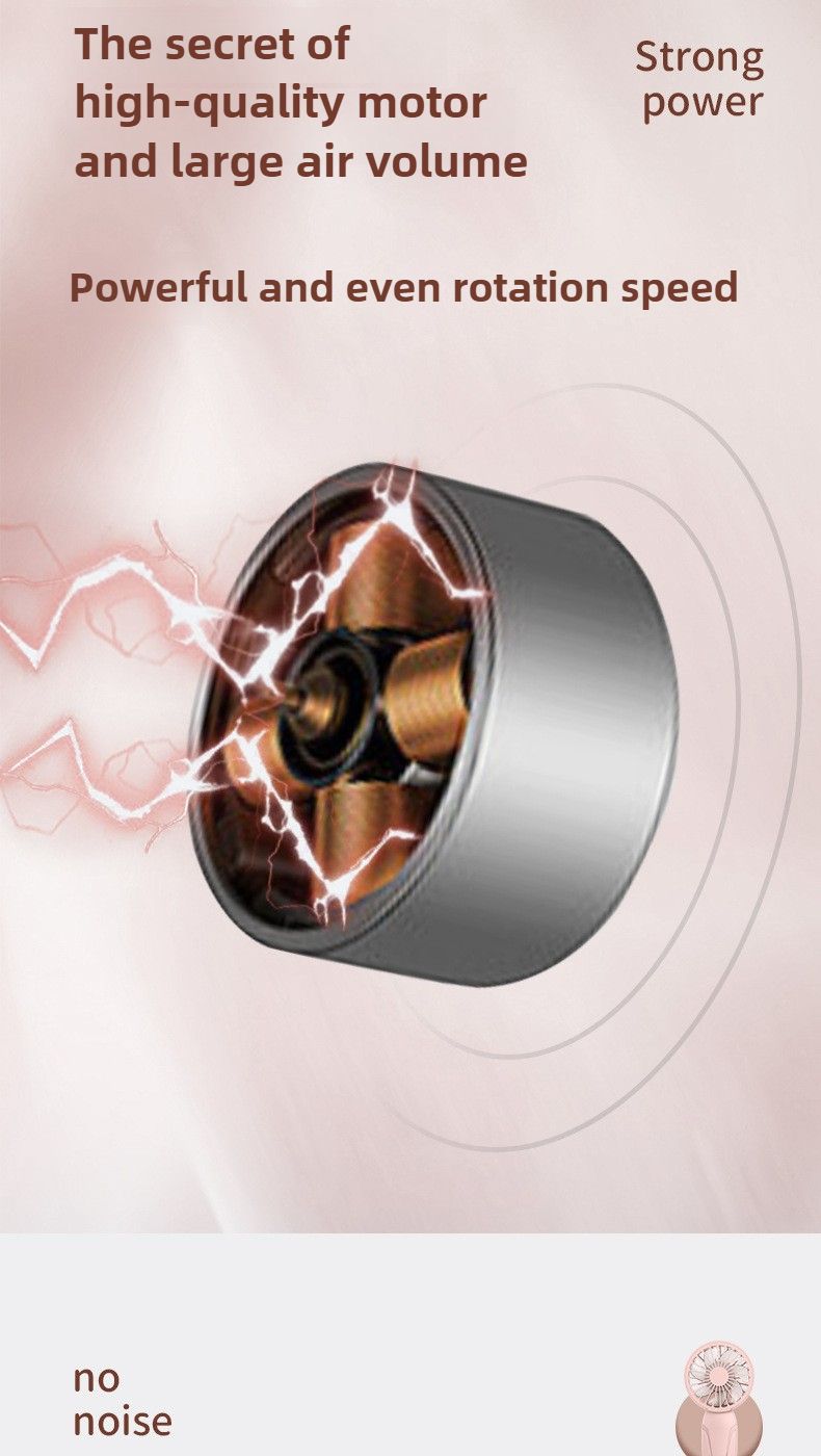 Ventilatore portatile piccolo, leggero, in ABS, dall'aspetto carino, ricaricabile tramite USB, per il raffreddamento in movimento._voghion.com