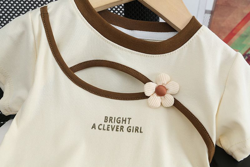 Kinder kleidung der sommer neue mädchen dreidimensionale kleine blume rundhals kurzarm baby casual shorts_voghion.com