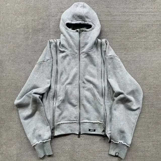 Nuovo set di felpa con cappuccio e pantaloncini con cerniera e polsini doppi, stile casual americano High Street, per coppie di uomini e donne_voghion.com