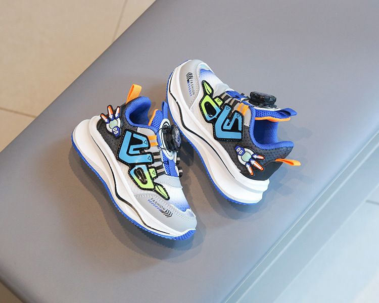 Children's sneaker 2024 spring and autumn boys' casual shoes rotating button girls' running shoes breathable baby mesh shoes single_voghion.com