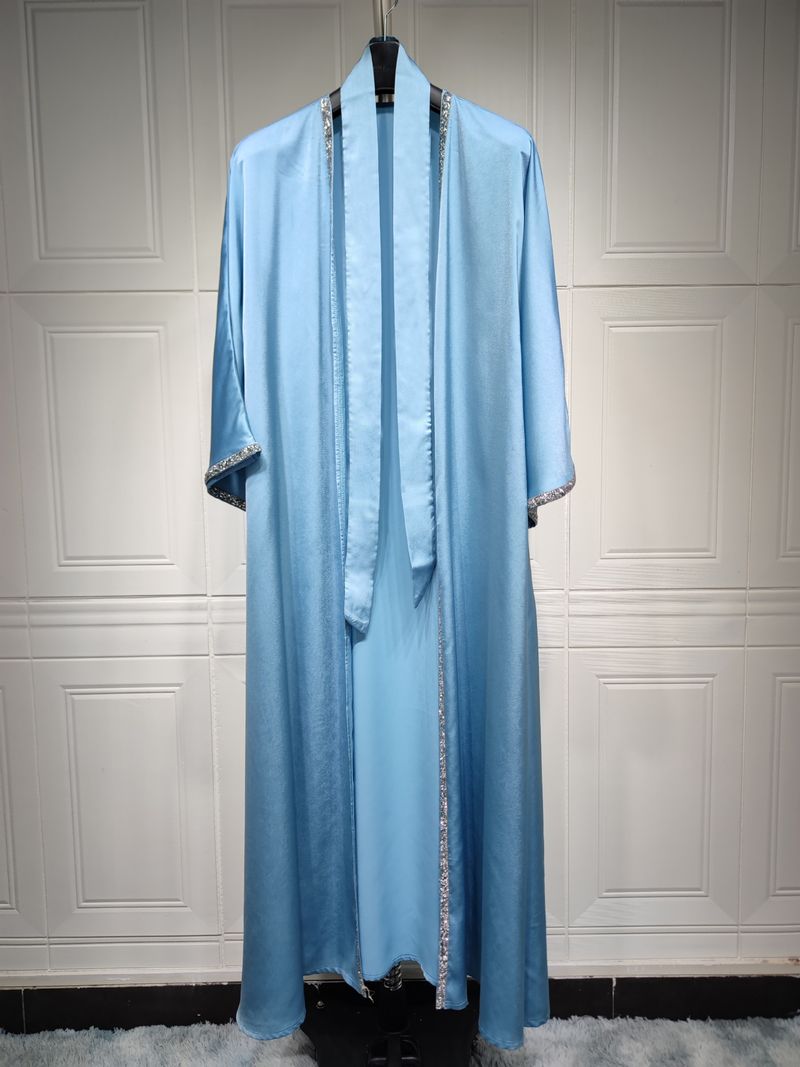 Vêtements pour femmes, jupe longue diamant tendance moderne, robe en satin doux à la taille, vêtements d'intérieur blancs, abaya_voghion.com