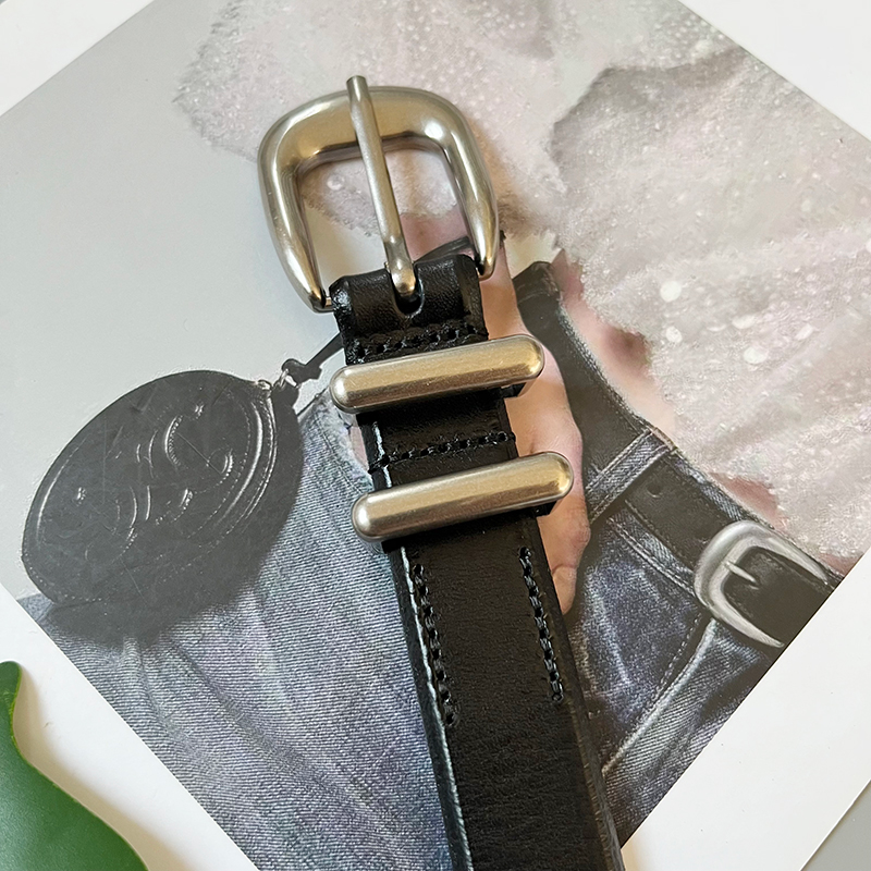 Modischer Retro-Gürtel aus echtem Leder mit silberner Schnalle, Unisex-High-End-Gürtel aus erster Schicht Rindsleder, Ins-Style-Accessoires_voghion.com