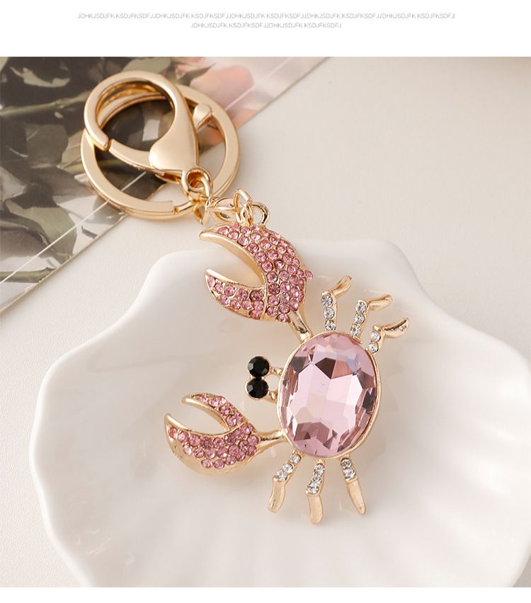 Diamond-Encrusted Metal Vivid Small Crab 3D Keychain For Women Cute Creative Bag Pendant Gift_voghion.com