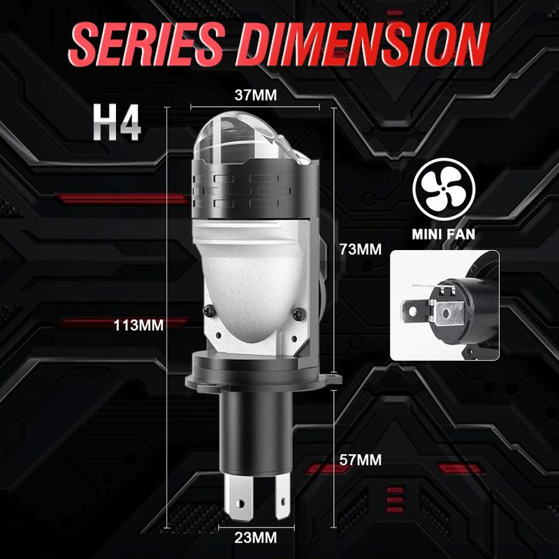 2Pcs Projector Lens Car Headlight Bulbs 300W Canbus Turbo 6000K H4 Hi/low Beam Fog Light LED Diode Plug&Play 12V LHD_voghion.com