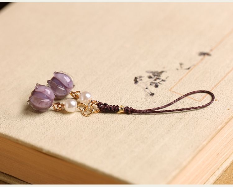 Waldring Orchideenseil Damen Chinesischer Stil Hängende Accessoires Glas Jade Stein Kleiner Anhänger Telefonkette_voghion.com