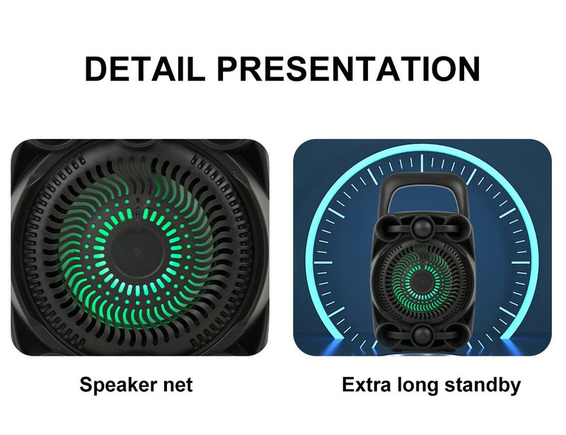 ZQS1497 Ny Bluetooth-högtalare Trådlös Bärbar Magisk Ljus Utomhus Square Dance Karaoke Ljud_voghion.com