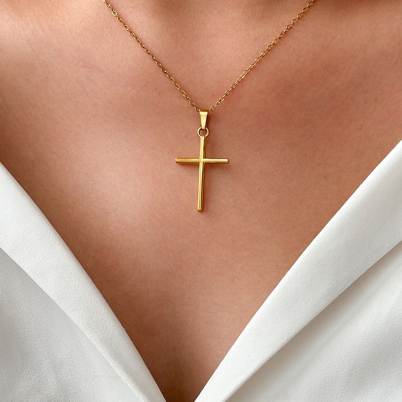 Damen Bijouen Koffer Kräiz Einfach Halskette Anhänger Modesch Temperament Retro High End Sense All Match Schléissebeenkette_voghion.com
