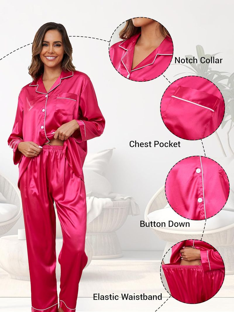 Grenzüberschreitende unabhängige Station Neue Ice Silk Pyjamas Damen Zweiteiler Langarm Seide Plus Size Damen Homewear_voghion.com