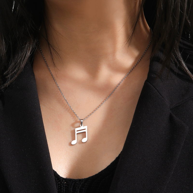 Skyrim pendant male and female music notes, stainless steel, gold, microphone, accordion, necklace, jewelry, gifts_voghion.com