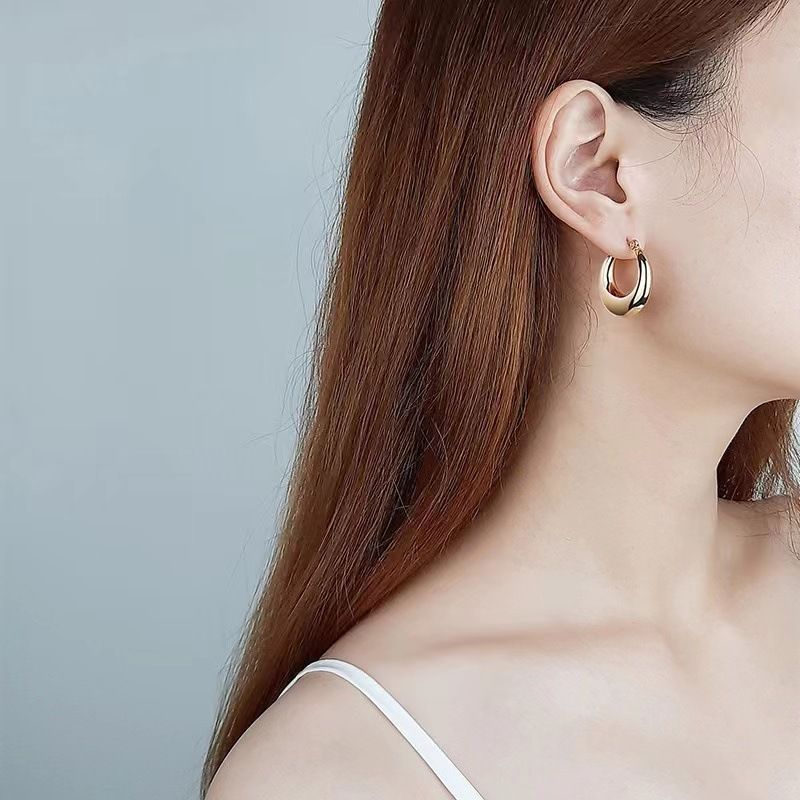 Hot Selling Fashion INS Wind Titanium Steel Hollow Simple And High-end Photosensitive Surface Threaded Earrings, Earrings For Beautiful Woman_voghion.com