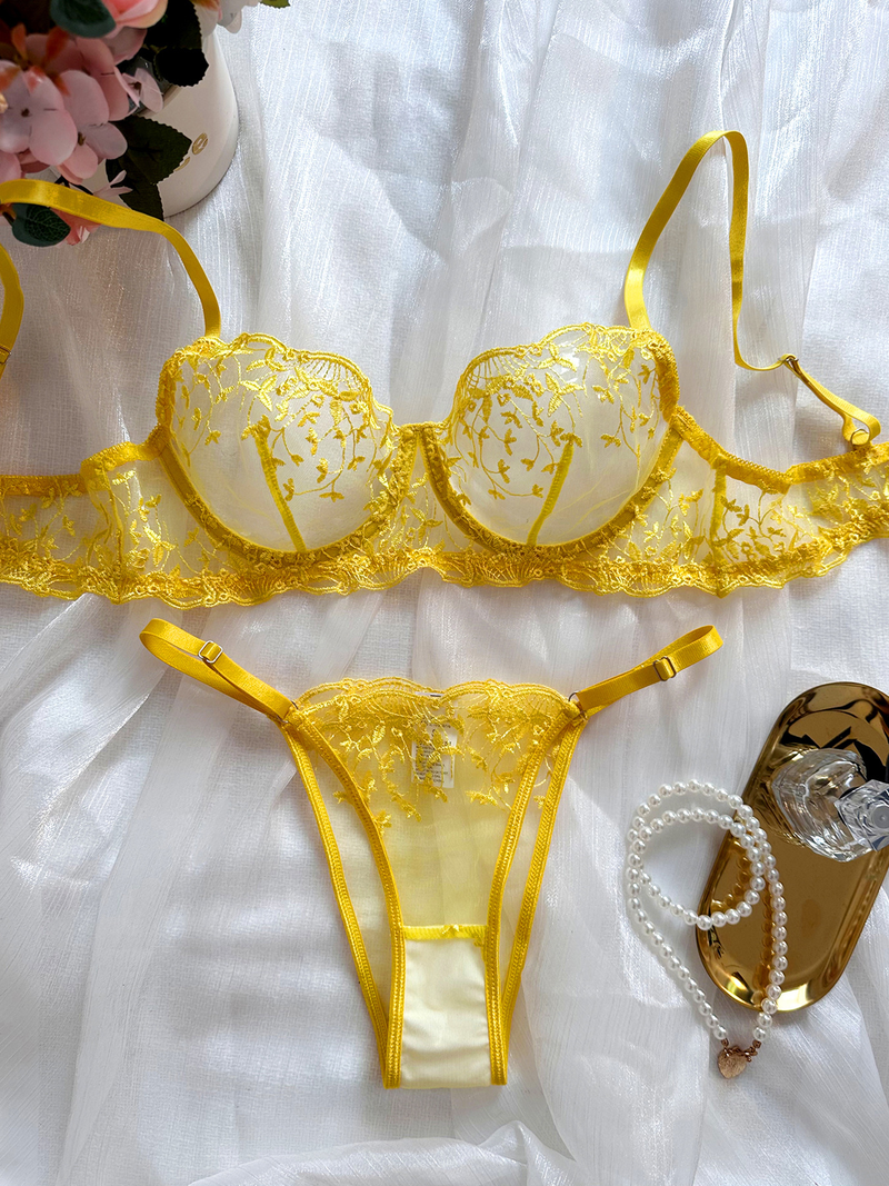 Kajiano Cross Border Foreign Trade Autumn New Mesh Embroidery Perspective Sexy Niche Design Emotional Fun Suit With Steel Ring_voghion.com