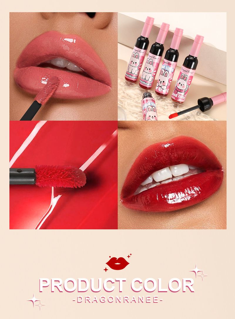 Set trucco labbra a forma di bottiglia di vino - Smalto e tinta labbra antiaderenti, lucidalabbra idratante, set di rossetti liquidi con motivo a cartoni animati_voghion.com