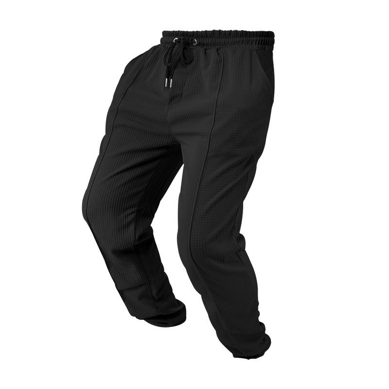 Men's Waffle-Knit Casual Pants – Straight-Leg Lounge Pants (S-XXXL, 5 Colors)_voghion.com