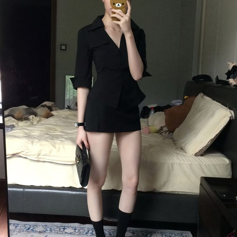 2025 New High-End Dress Two-Piece Summer Women's Fashion Elegant Short Skirt Set Hepburn Style Niche_voghion.com