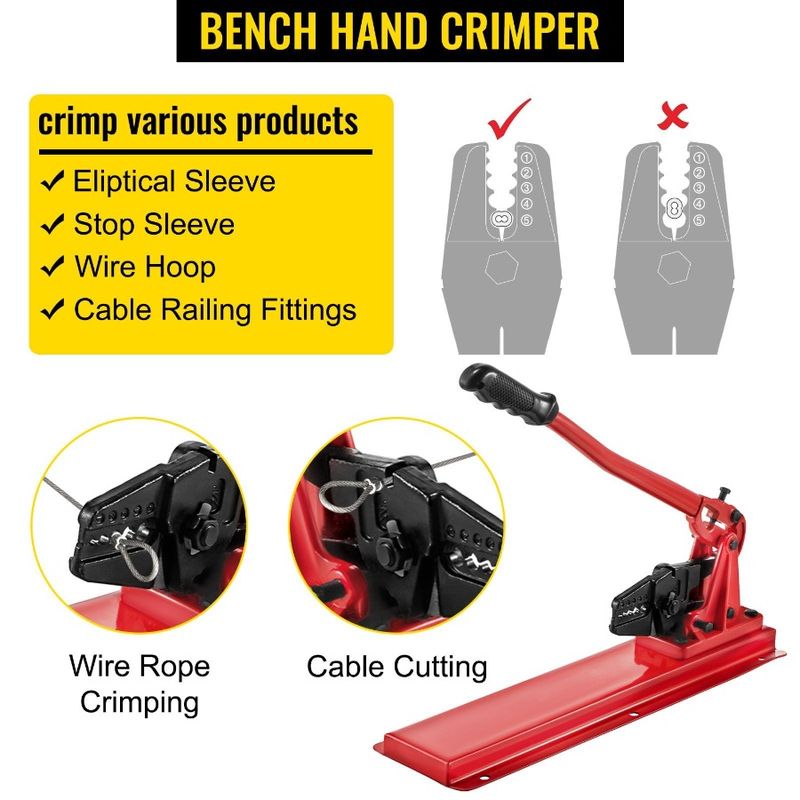 Aluminum 24 Bolt Crimper Swaging 163 Swager Crimper Tool Cable Tool Bench 1 Sleeves W Wire Rope Bench Copper 16 Cutter Bench_voghion.com