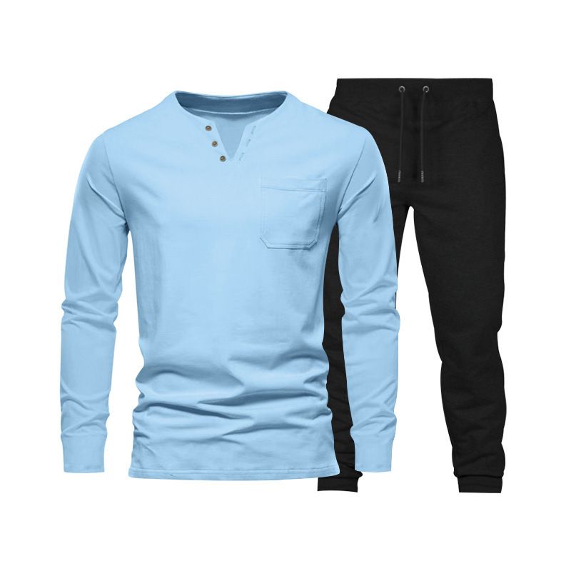 Autumn Clothing Minimalist Outdoor Sports Long Sleeve Pants Men's Two Piece Set_voghion.com