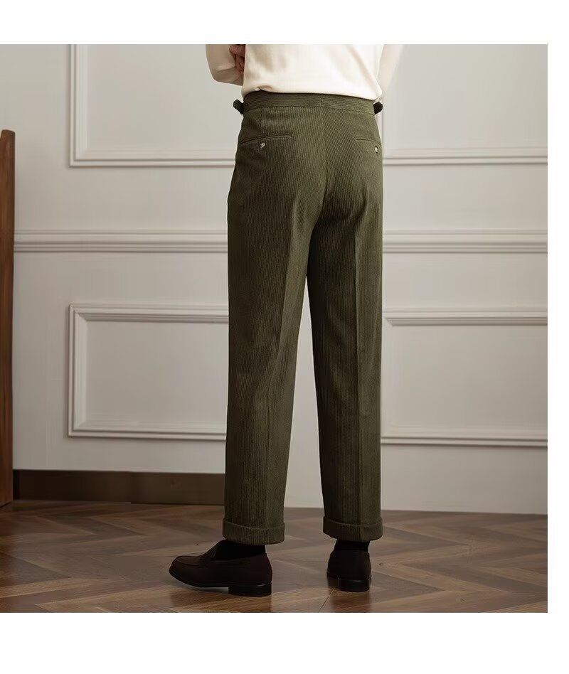 Cordhose im britischen Stil für Herren – Dicke Slim Fit Business-Freizeithose für den Winter (Schwarz/Off-White/Grün/Braun, Größen 28–36)_voghion.com