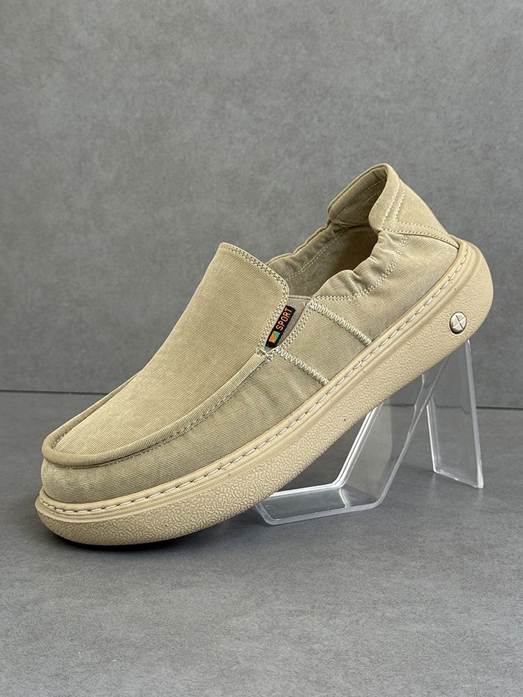 New Summer Men's Lightweight Thick Comfortable Canvas Soft Sole Breathable Casual Shoes Slip-On Loafers_voghion.com