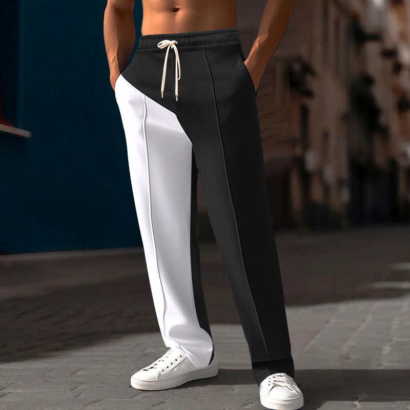 24 Herren Frühling Sommer Gerade Farbblock Lässig Übergröße Vielseitig Lose Große Größe Lange Hosen_voghion.com