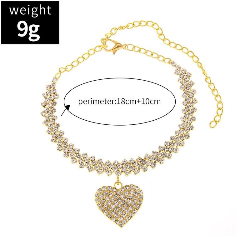 Rhinestone Heart-Shaped Anklet Jewelry Niche Creative Bride Fashion Versatile Crystal_voghion.com