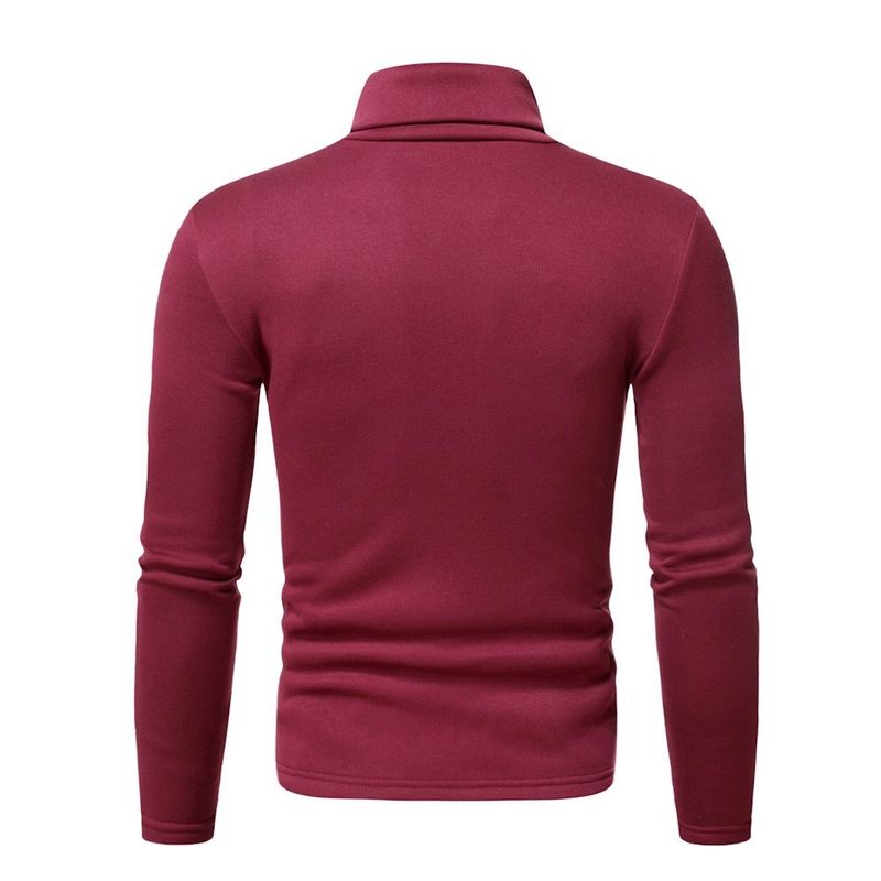 Herrenbekleidung, Fleece-Langarm-T-Shirt, Slim Fit, hoher Halsausschnitt, Thermo-Basisschicht (Weiß, Schwarz, Marineblau, Weinrot, Dunkelgrün, Hellgrau, Dunkelblau)_voghion.com