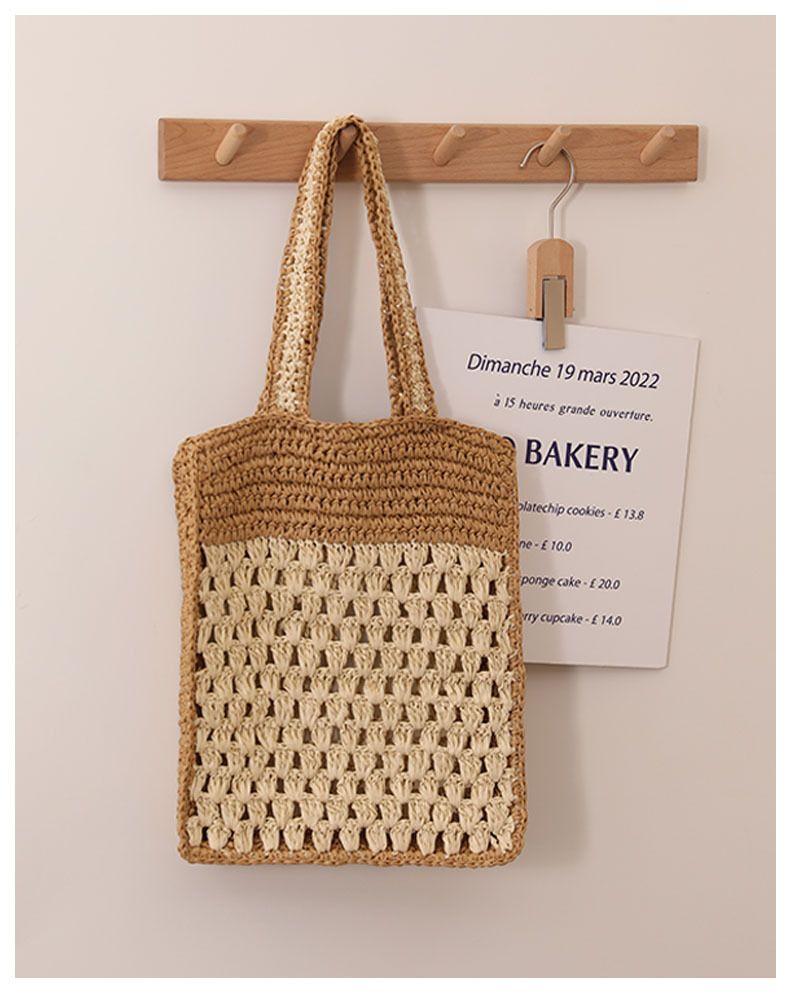 Borsa a tracolla in paglia francese cava, nuovo stile, borsa intrecciata a mano, borsa da spiaggia in stile festivo, borsa da donna versatile_voghion.com