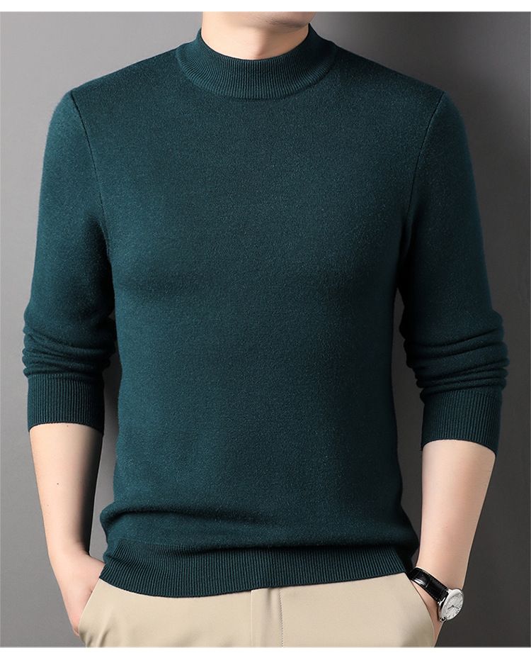 Maglione a collo alto da uomo, semplice e alla moda, maglione base, autunno inverno, casual, versatile, tinta unita_voghion.com