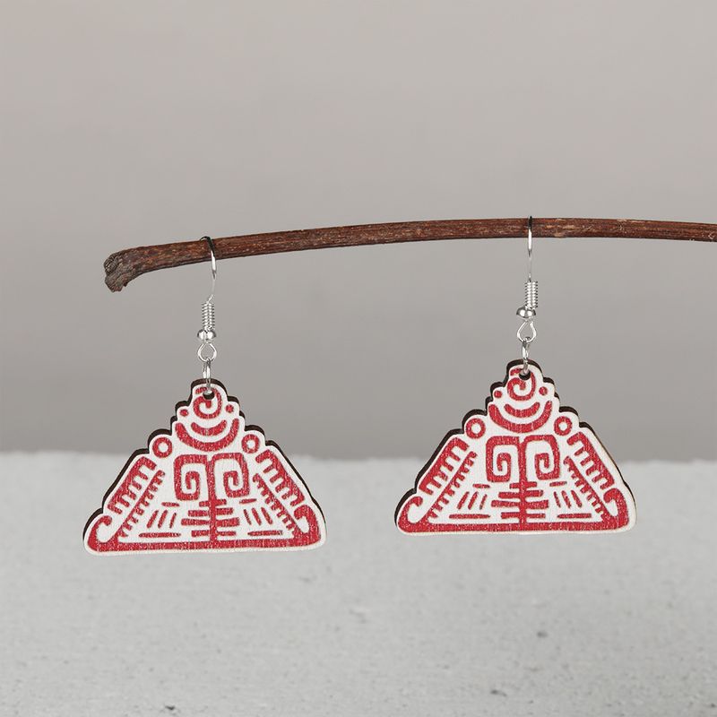 Nuovi orecchini pendenti in legno con immagine Maya personalizzata, completamente ecologici e gestiti_voghion.com