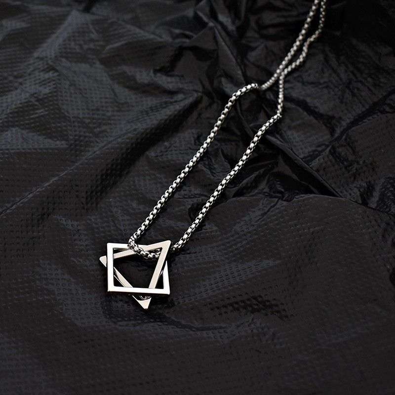 Geometric Square Triangle Necklace For Men And Women Titanium Steel Pendant Hip Hop Versatile Student Simple Personality_voghion.com