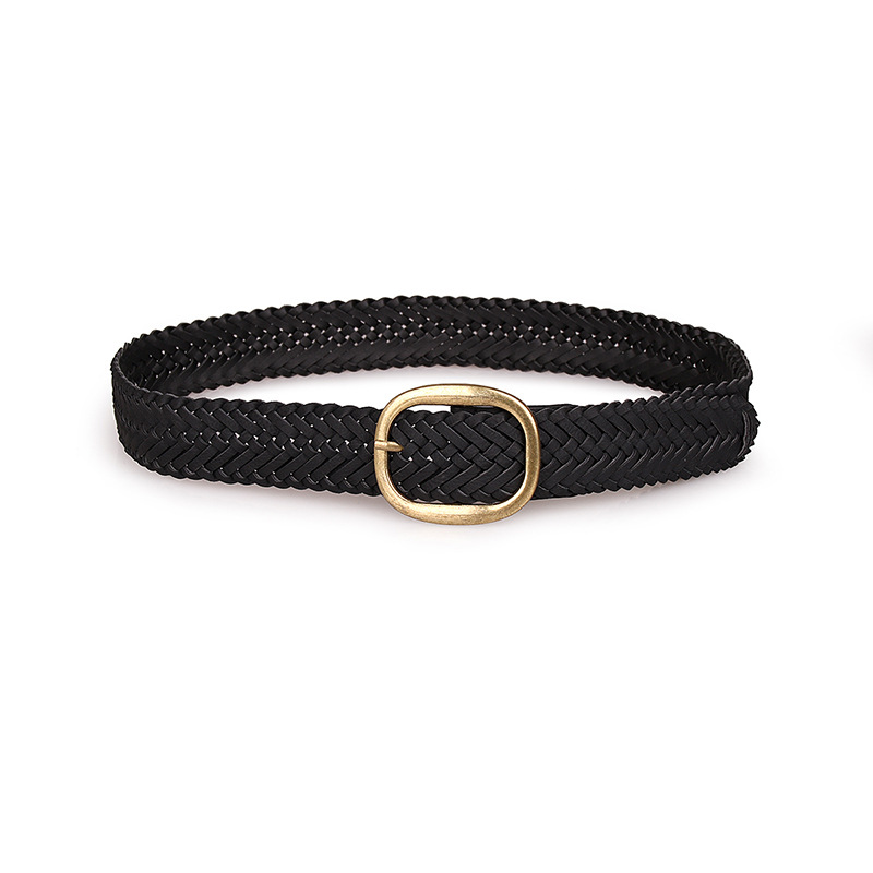 Men's and women's braided thin waist belt small belt needle buckle belt non-hole braided casual belt_voghion.com