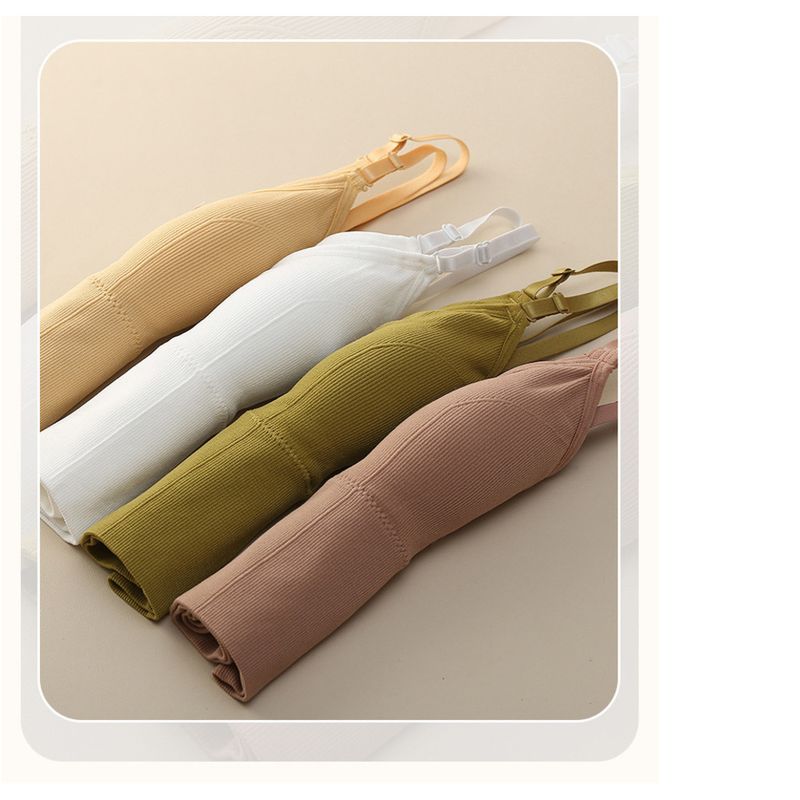Cupă fixă, spate în U mare, piept înfășurat fără inel de oțel, camisol sport casual, vestă, bază, sutien fără bretele_voghion.com