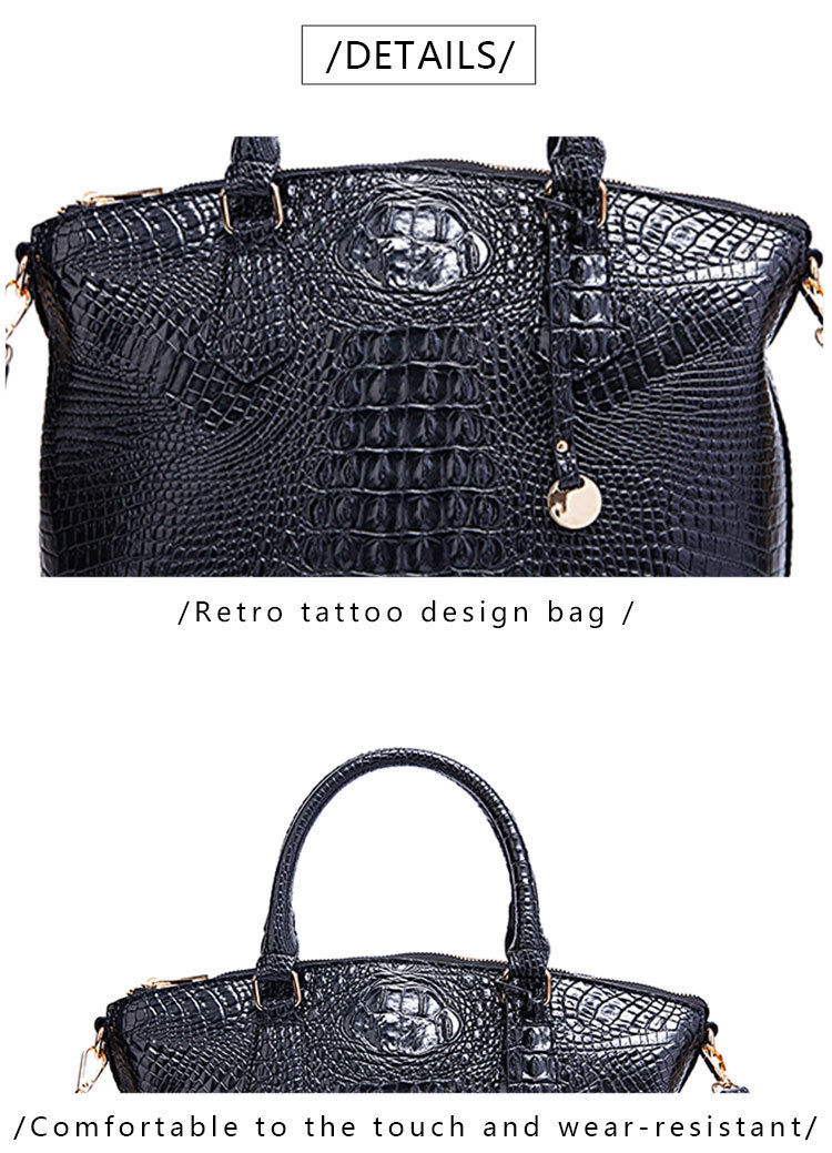 retro krokodilmönster Brahman handhållen crossbody-väska för damer med stor kapacitet_voghion.com