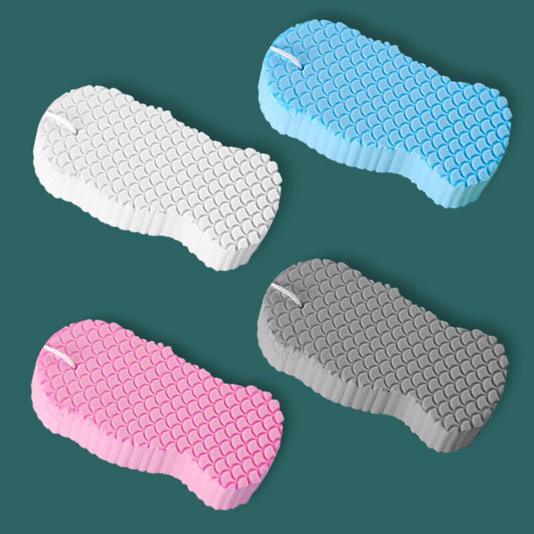 3D Bath Sponge Bath Wipe Baby Three-dimensional Bath Sponge, Fish Scale Pattern Rub Bath Towel Children Rub Gray Sponge Wipe_voghion.com