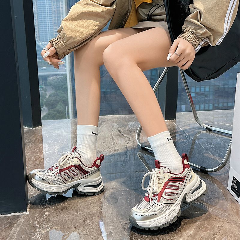 Europäische Echtem Leder Dicken Sohlen Papa Für Frauen 2025 Frühen Frühling Koreanische Version Vielseitig Atmungsaktiv Casual Mesh_voghion.com