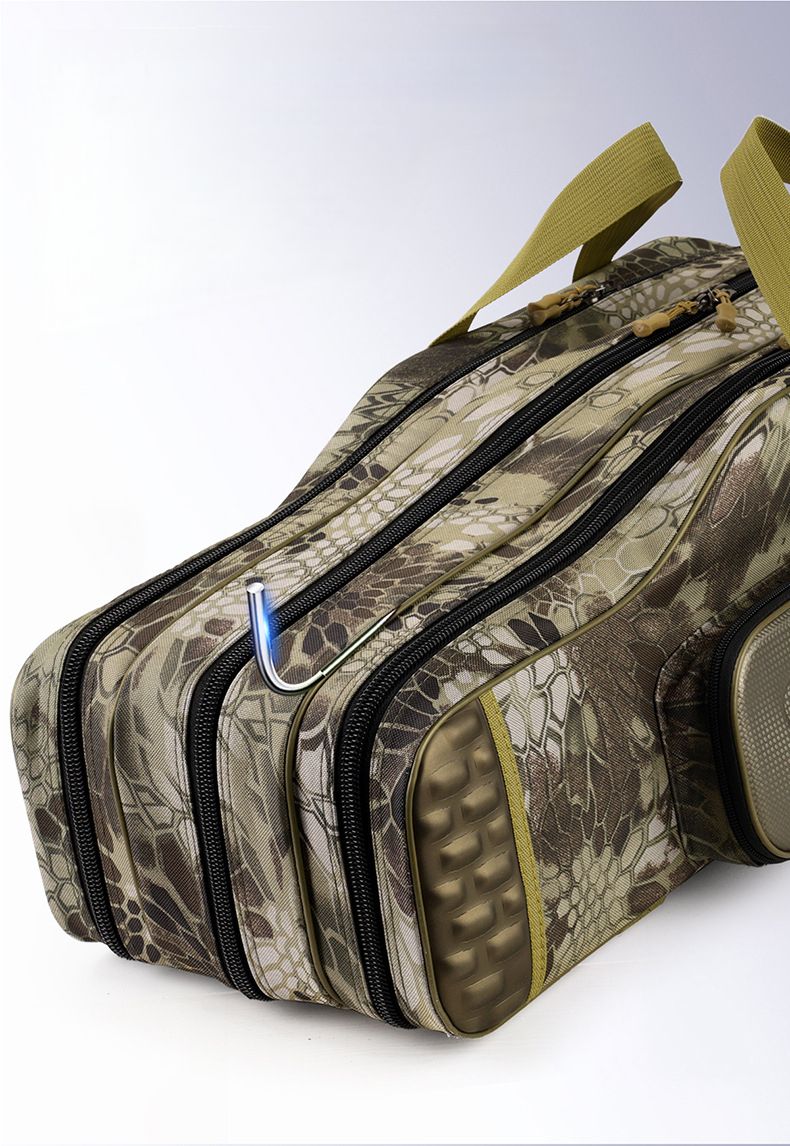 Zaino da pesca a doppia spalla con motivo a squame di drago ispessito, multifunzionale, grande capacità, borsa per canna da pesca con pancia grande_voghion.com