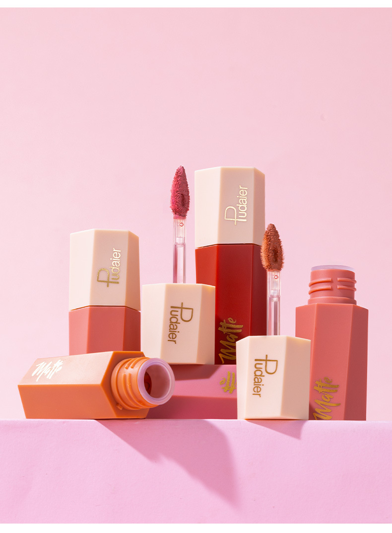 Pudaier 14 Farben Samt Matt Lippenstift Antihaft-Cup Lipgloss Lippenstift Samt Textur_voghion.com