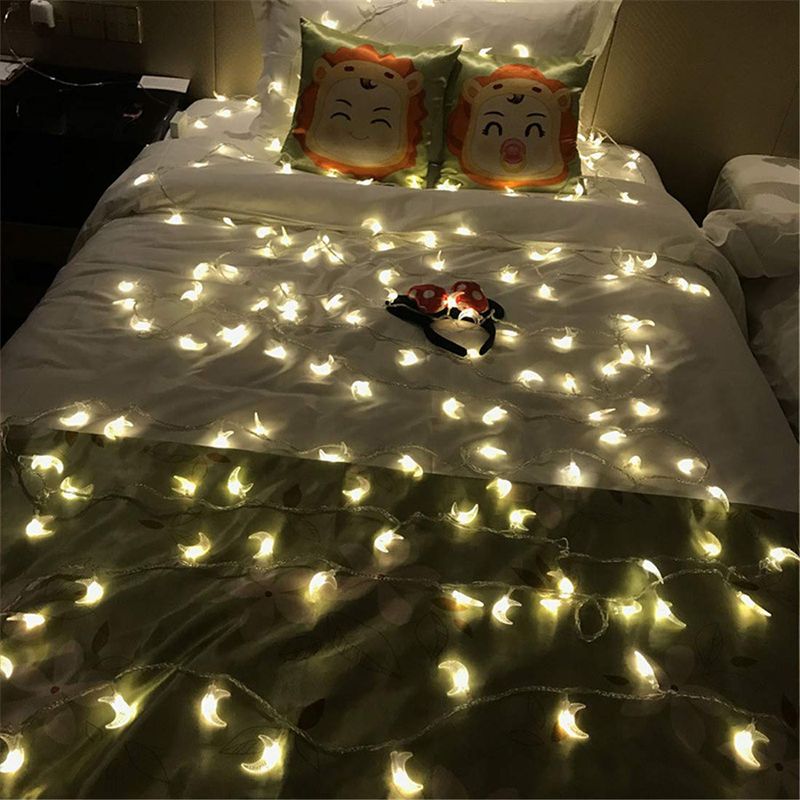 Guirnalda de luces LED de estrellas y lunas, guirnalda de luces de estrellas y lunas, luces decorativas de Oriente Medio para festivales navideños, pequeñas luces de colores de estrellas y lunas_voghion.com