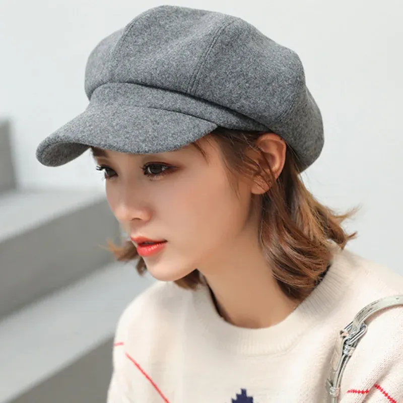 New Arrivals New Autumn Hats for Solid Plain Octagonal Newsboy Men Ladies Casual Wool Hat Winter Beret Women Painter Cap_voghion.com