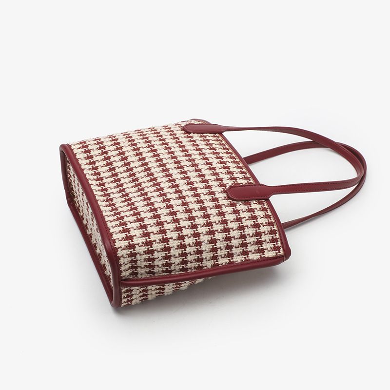 High end handbag for women in autumn winter 2024, new red bridal bag, thousand bird grid handbag, casual versatile_voghion.com