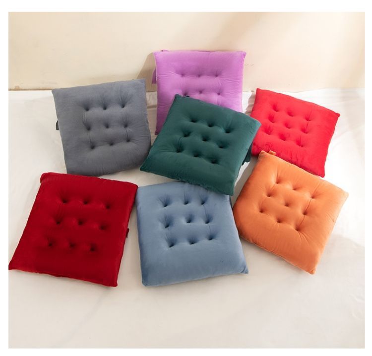 Cuscino per sedia reversibile in peluche - Cuscino quadrato spesso 40x40 cm per divano, ufficio e sala da pranzo (base antiscivolo, cinghie elastiche, 6 colori)_voghion.com